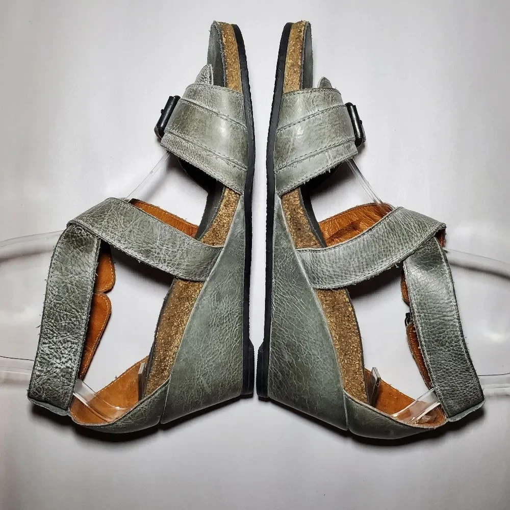 Taos Grey Wedge Sandals Size 38 (7 - 7.5)
